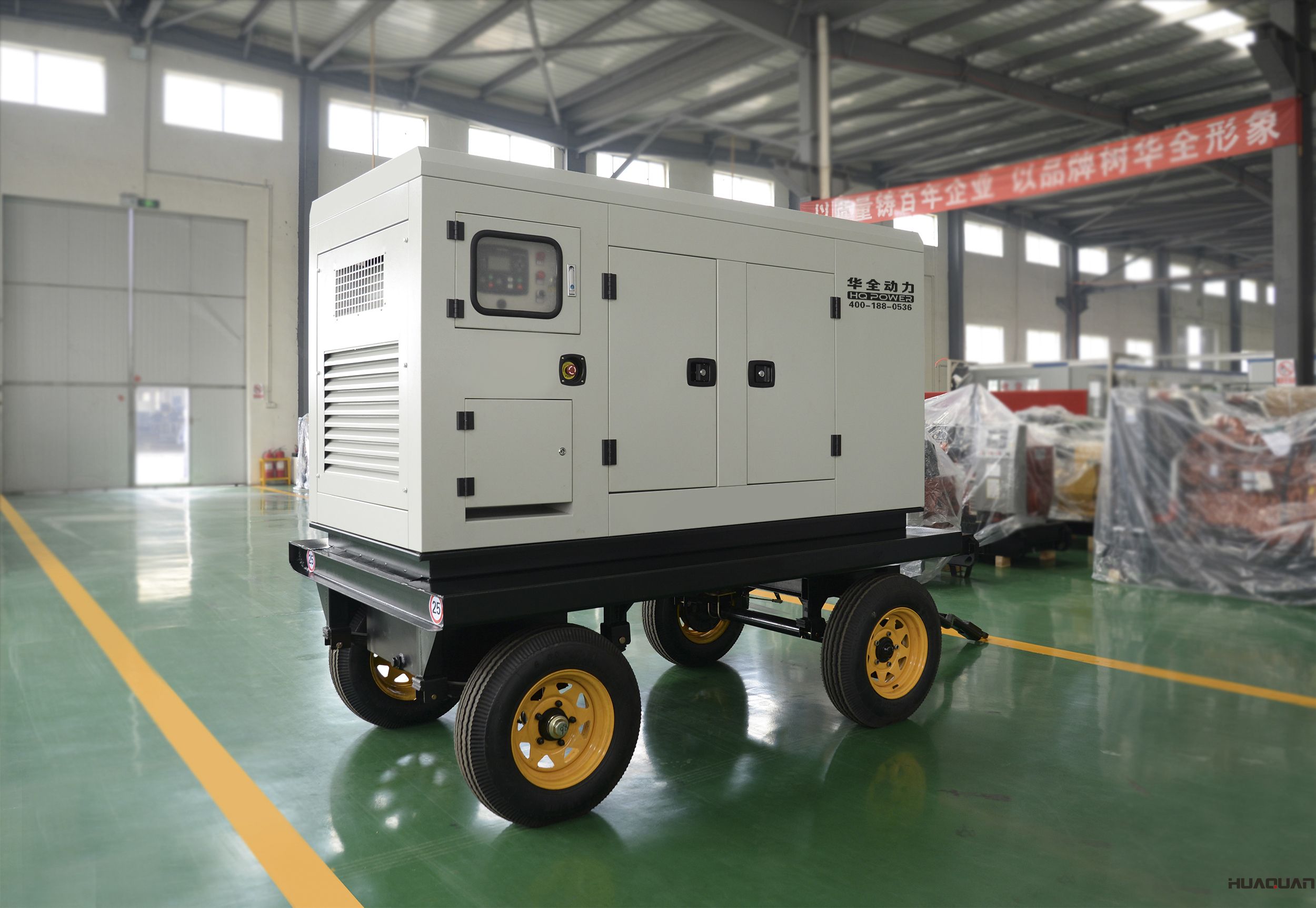 4月17日華全動(dòng)力120kw移動(dòng)拖車(chē)（含棚）發(fā)電機(jī)組發(fā)往河南